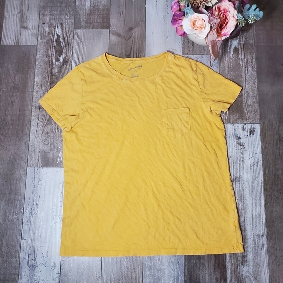 Universal Thread Tops - Universal Thread Cotton Mustard Yellow Scoopneck Pocket Tee Women's Size XL